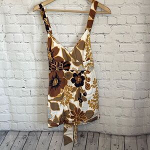 J. Crew Women’s Silk Brown Black Beige Peplum Floral Top Size 8